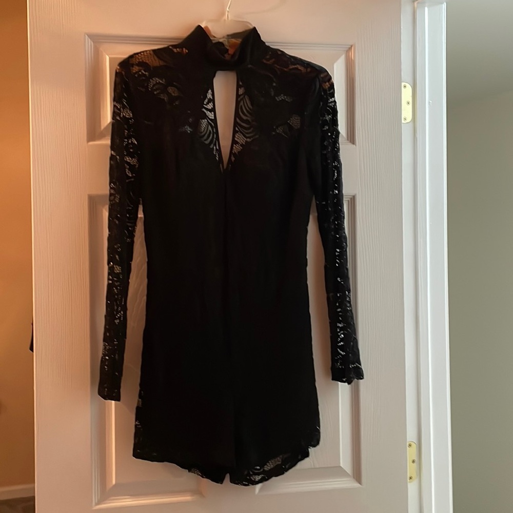Black lace bebe romper